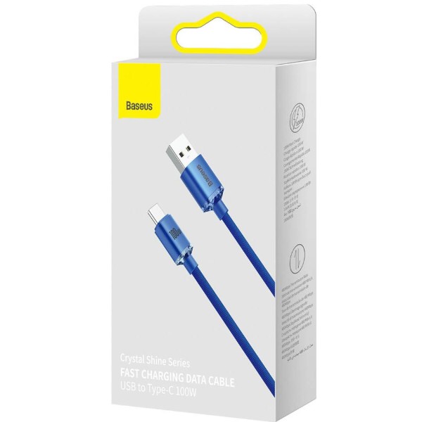 Фото - Кабель Baseus Crystal Shine Series Fast Charging Data Cable USB to Type-C 100W 1.2m Blue (CAJY000403)
