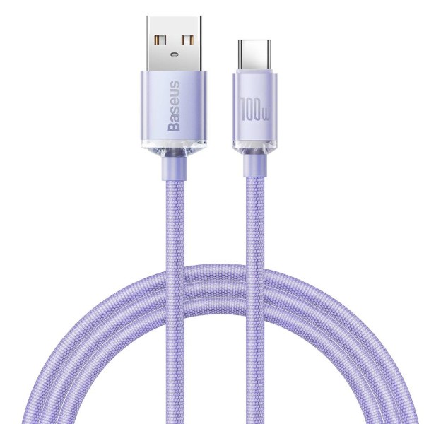 Фото - Кабель Baseus Crystal Shine Series Fast Charging Data Cable USB to Type-C 100W 1.2m Purple (CAJY000405)