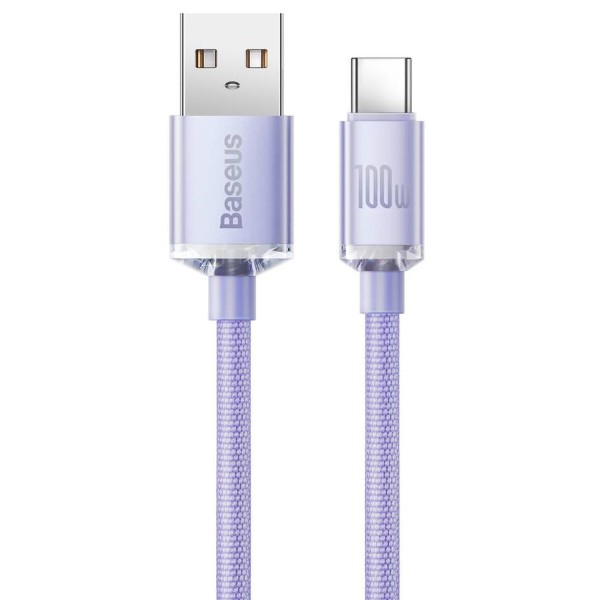 Фото - Кабель Baseus Crystal Shine Series Fast Charging Data Cable USB to Type-C 100W 1.2m Purple (CAJY000405)