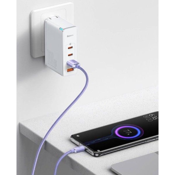 Фото - Кабель Baseus Crystal Shine Series Fast Charging Data Cable USB to Type-C 100W 1.2m Purple (CAJY000405)