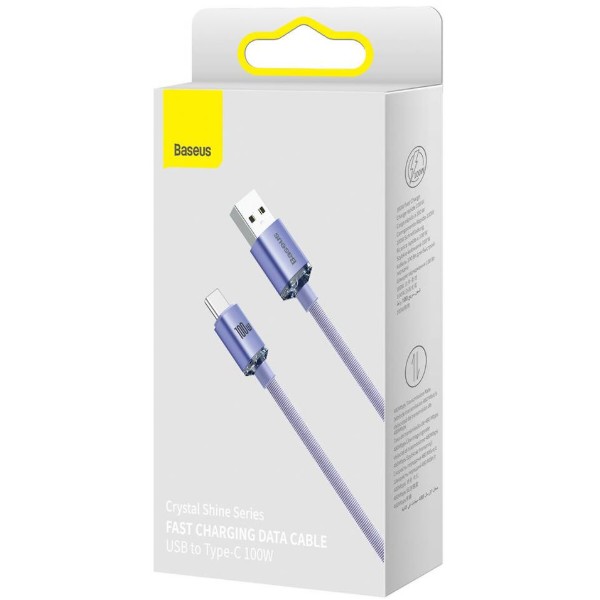 Фото - Кабель Baseus Crystal Shine Series Fast Charging Data Cable USB to Type-C 100W 1.2m Purple (CAJY000405)