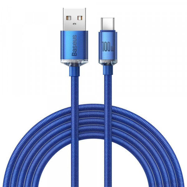 Фото - Кабель синхронізації даних Baseus Crystal Shine Series Fast Charging Data Cable USB to Type-C 100W 2m Blue (CAJY000503)