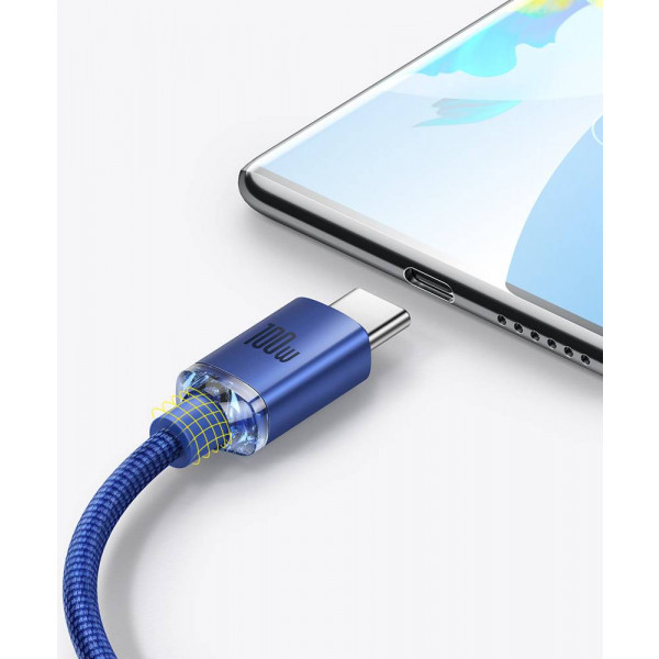 Фото - Кабель синхронізації даних Baseus Crystal Shine Series Fast Charging Data Cable USB to Type-C 100W 2m Blue (CAJY000503)