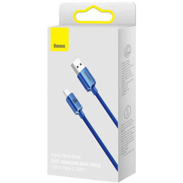 Фото - Кабель синхронізації даних Baseus Crystal Shine Series Fast Charging Data Cable USB to Type-C 100W 2m Blue (CAJY000503)