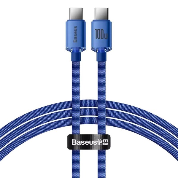 Фото - Кабель Baseus Crystal Shine Series Fast Charging Data Cable Type-C to Type-C 100W 1.2m Blue (CAJY000603)