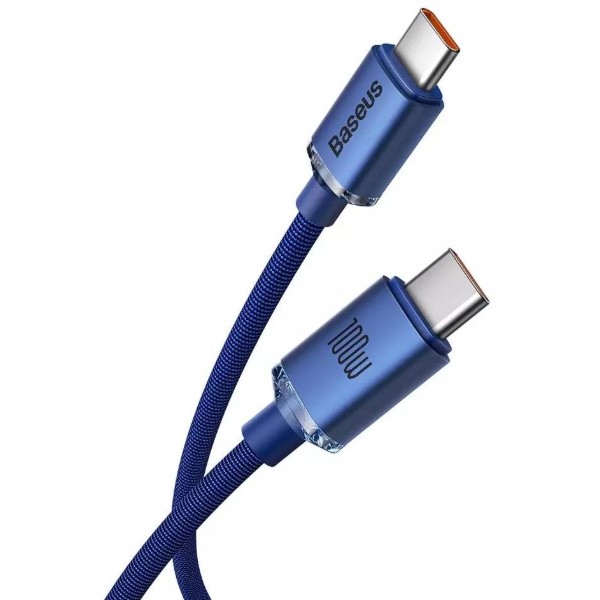Фото - Кабель Baseus Crystal Shine Series Fast Charging Data Cable Type-C to Type-C 100W 1.2m Blue (CAJY000603)
