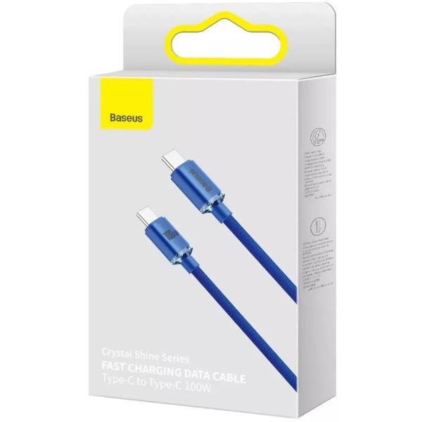 Фото - Кабель Baseus Crystal Shine Series Fast Charging Data Cable Type-C to Type-C 100W 1.2m Blue (CAJY000603)