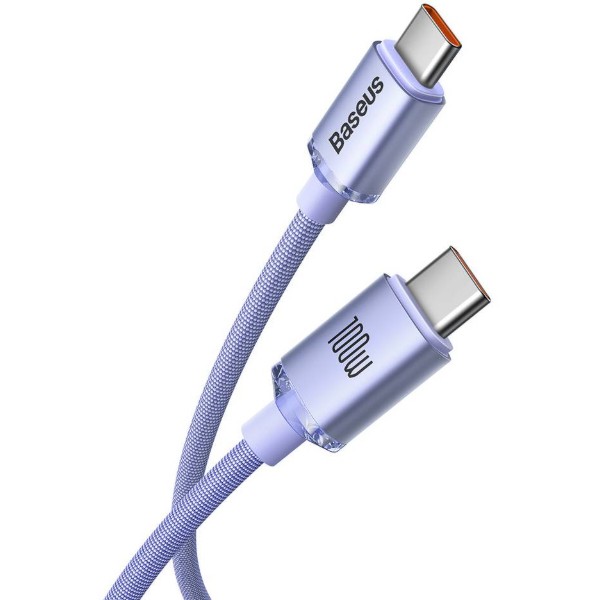 Фото - Кабель Baseus Crystal Shine Series Fast Charging Data Cable Type-C to Type-C 100W 1.2m Purple (CAJY000605)