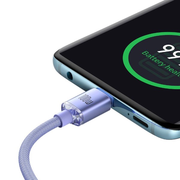 Фото - Кабель Baseus Crystal Shine Series Fast Charging Data Cable Type-C to Type-C 100W 1.2m Purple (CAJY000605)