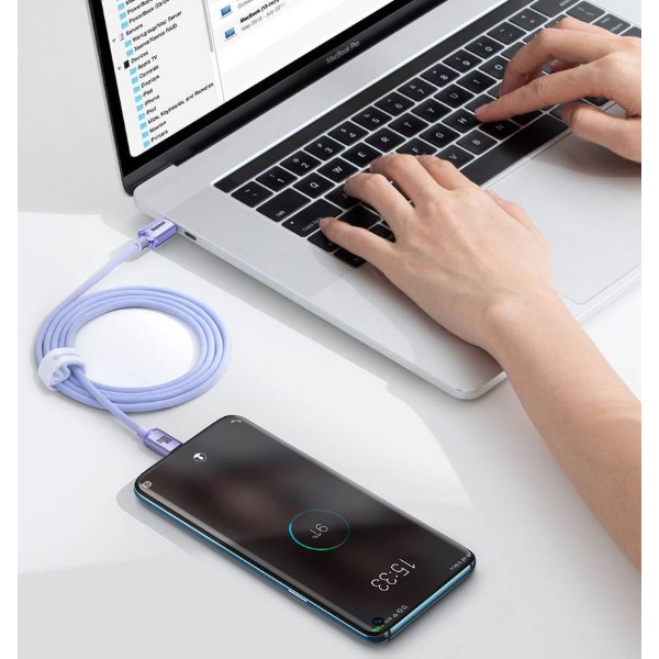 Фото - Кабель Baseus Crystal Shine Series Fast Charging Data Cable Type-C to Type-C 100W 1.2m Purple (CAJY000605)