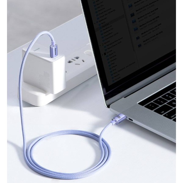Фото - Кабель Baseus Crystal Shine Series Fast Charging Data Cable Type-C to Type-C 100W 1.2m Purple (CAJY000605)