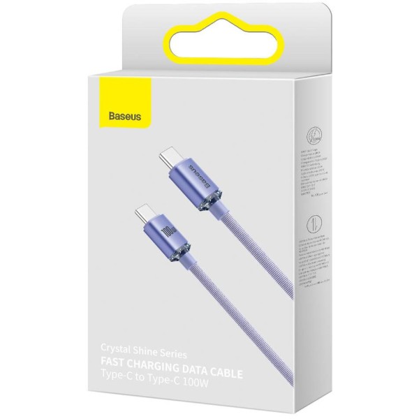 Фото - Кабель Baseus Crystal Shine Series Fast Charging Data Cable Type-C to Type-C 100W 1.2m Purple (CAJY000605)
