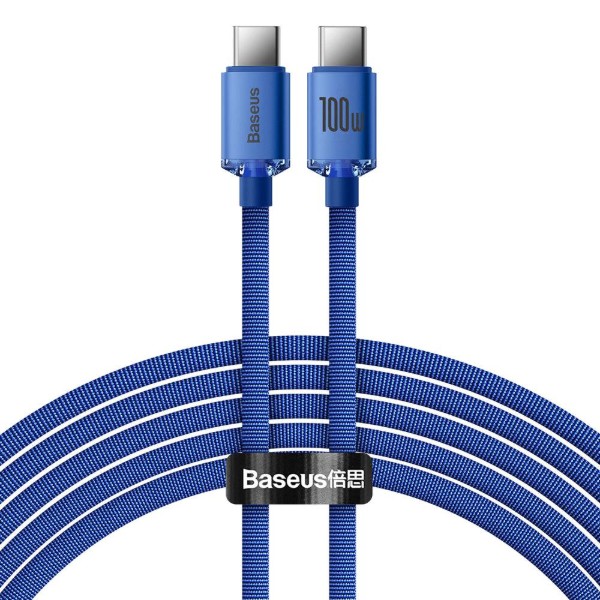 Фото - Кабель Baseus Crystal Shine Series Fast Charging Data Cable Type-C to Type-C 100 W 2 m Blue (CAJY000703)