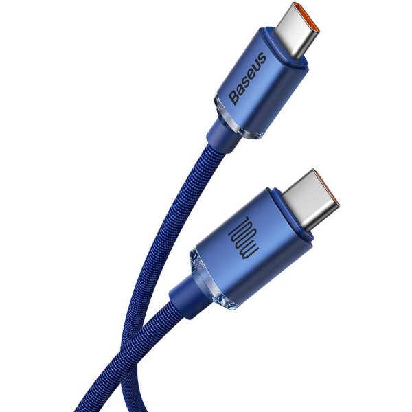 Фото - Кабель Baseus Crystal Shine Series Fast Charging Data Cable Type-C to Type-C 100 W 2 m Blue (CAJY000703)
