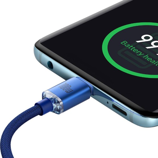 Фото - Кабель Baseus Crystal Shine Series Fast Charging Data Cable Type-C to Type-C 100 W 2 m Blue (CAJY000703)