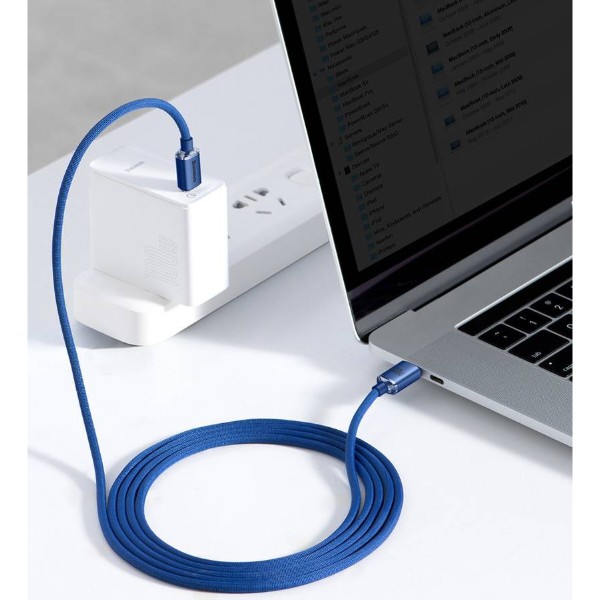 Фото - Кабель Baseus Crystal Shine Series Fast Charging Data Cable Type-C to Type-C 100 W 2 m Blue (CAJY000703)