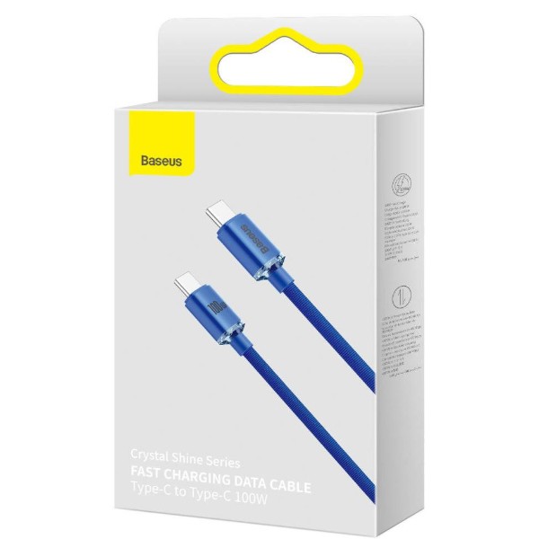 Фото - Кабель Baseus Crystal Shine Series Fast Charging Data Cable Type-C to Type-C 100 W 2 m Blue (CAJY000703)