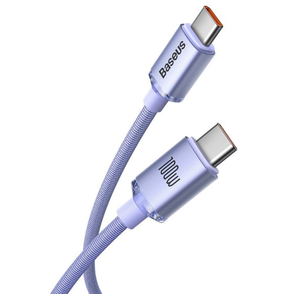 Фото - Кабель Baseus Crystal Shine Series Fast Charging Data Cable Type-C to Type-C 100 W 2 m Purple (CAJY000705)