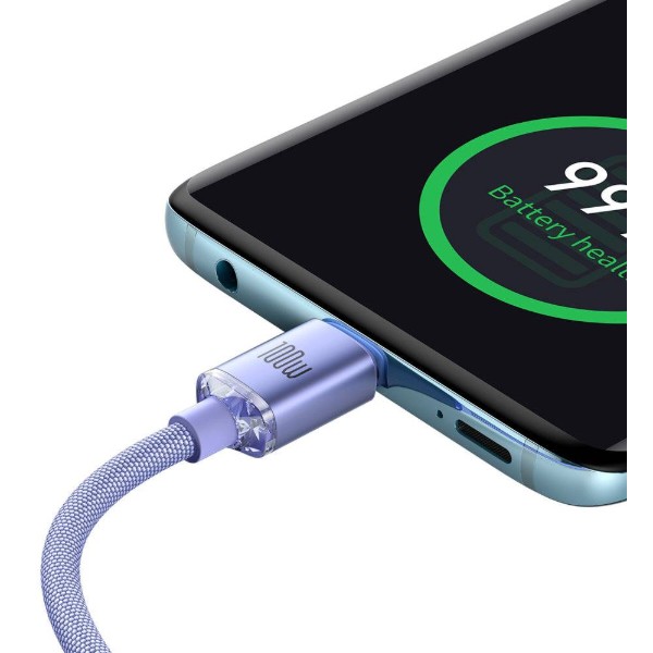 Фото - Кабель Baseus Crystal Shine Series Fast Charging Data Cable Type-C to Type-C 100 W 2 m Purple (CAJY000705)