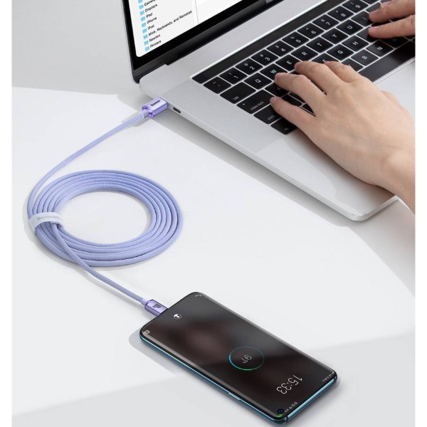 Фото - Кабель Baseus Crystal Shine Series Fast Charging Data Cable Type-C to Type-C 100 W 2 m Purple (CAJY000705)