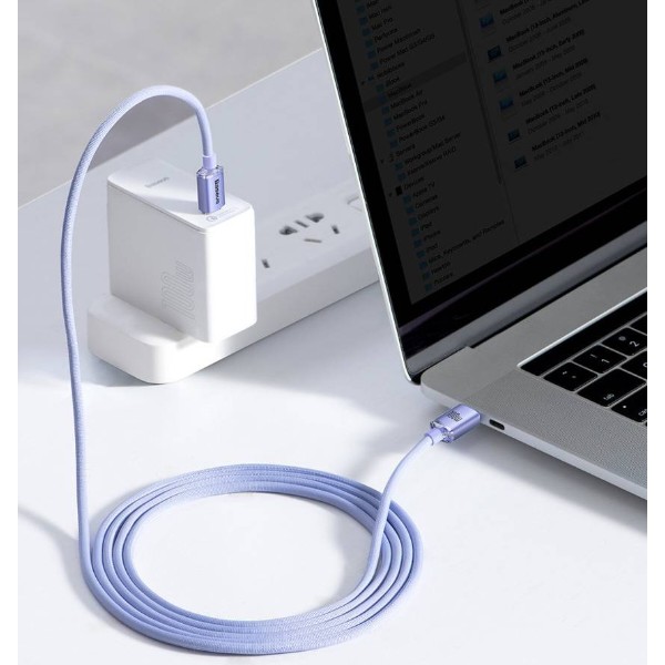 Фото - Кабель Baseus Crystal Shine Series Fast Charging Data Cable Type-C to Type-C 100 W 2 m Purple (CAJY000705)