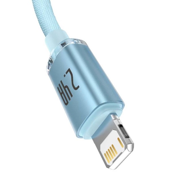 Фото - Кабель Baseus Crystal Shine Series Fast Charging Data Cable USB to iP 2.4A 1.2m Sky Blue (CAJY001103)
