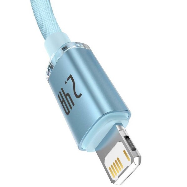 Фото - Кабель Baseus Crystal Shine Series Fast Charging Data Cable USB to iP 2.4A 2m Sky Blue (CAJY001203)