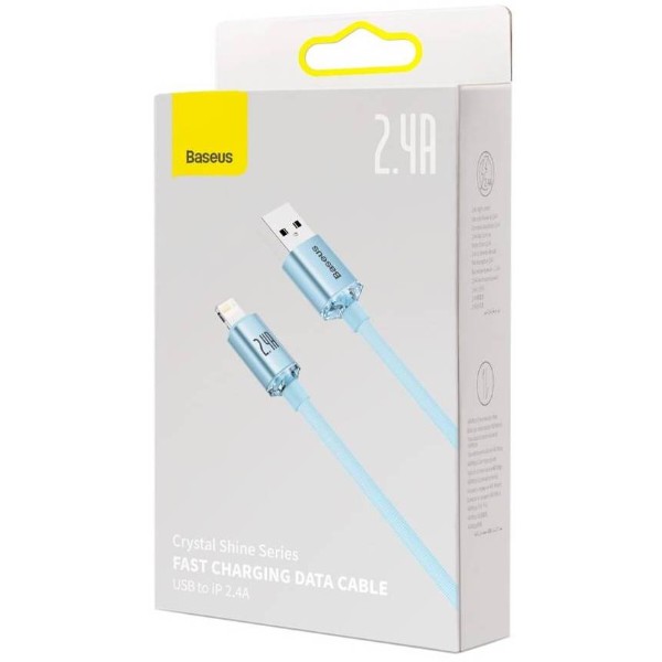 Фото - Кабель Baseus Crystal Shine Series Fast Charging Data Cable USB to iP 2.4A 2m Sky Blue (CAJY001203)