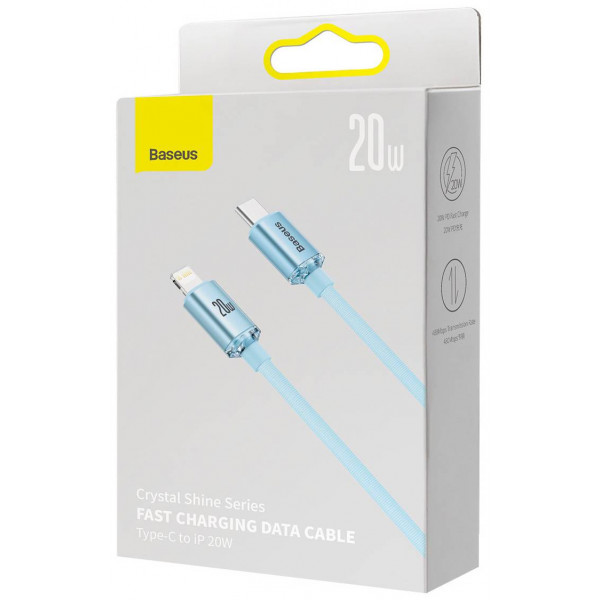 Фото - Кабель Baseus Crystal Shine Series Fast Charging Data Cable Type-C to iP 20W 1.2m Sky Blue (CAJY001303)