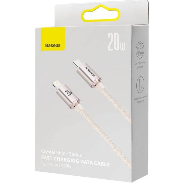 Фото - Кабель Baseus Crystal Shine Series Fast Charging Data Cable Type-C to iP 20W 1.2m Pink (CAJY001304)