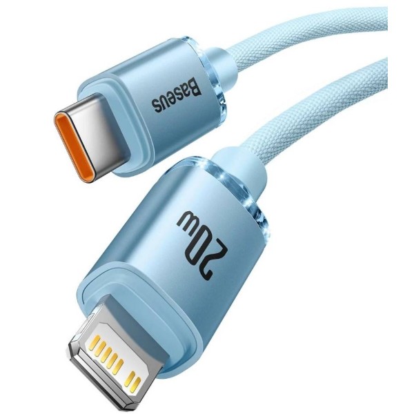 Фото - Кабель Baseus Crystal Shine Series Fast Charging Data Cable Type-C to iP 20W 2m Sky Blue (CAJY001403)