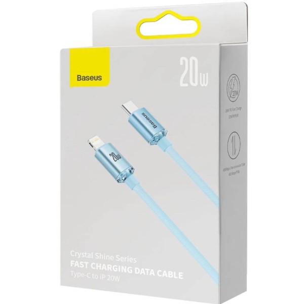 Фото - Кабель Baseus Crystal Shine Series Fast Charging Data Cable Type-C to iP 20W 2m Sky Blue (CAJY001403)