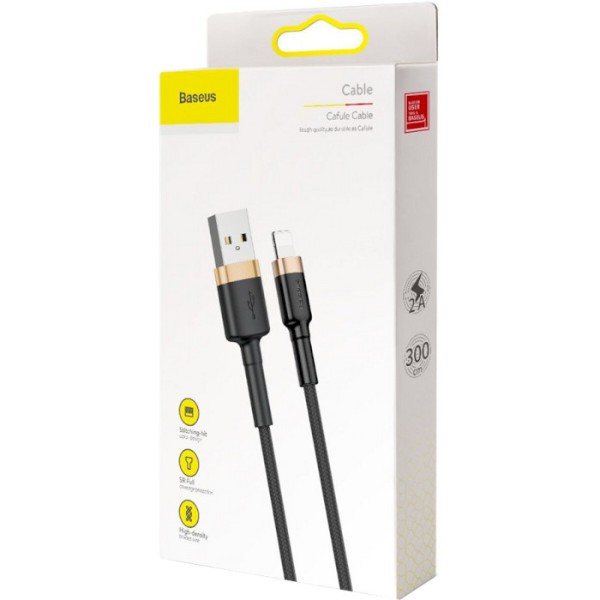 Фото - Кабель Baseus Cafule Cable USB for iP 2A 3 m Gold/Black (CALKLF-RV1)