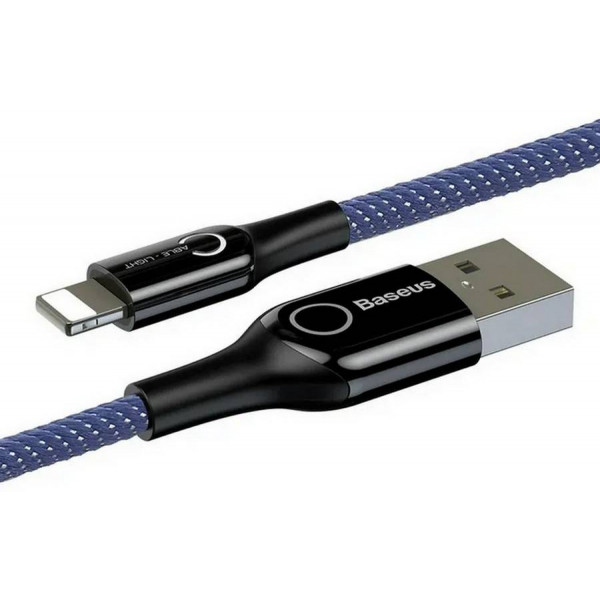 Фото - Кабель синхронізації даних Baseus C-shaped Light Intelligent Power-off Cable 2.4A 1 m Blue (CALCD-03)