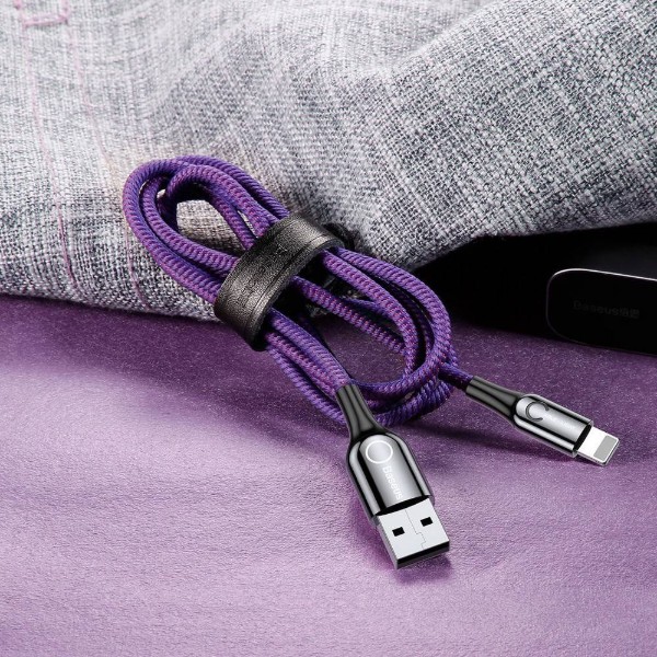 Фото - Кабель Baseus C-shaped Light Intelligent Power-off Cable 2.4A 1 m Purple (CALCD-05)