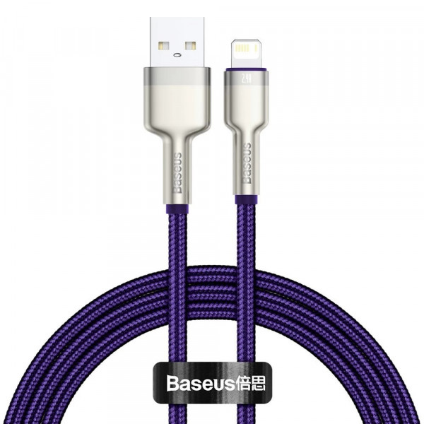 Фото - Кабель синхронізації даних Baseus Cafule Series Metal Data Cable USB to IP 2.4A 1m Purple (CALJK-A05)