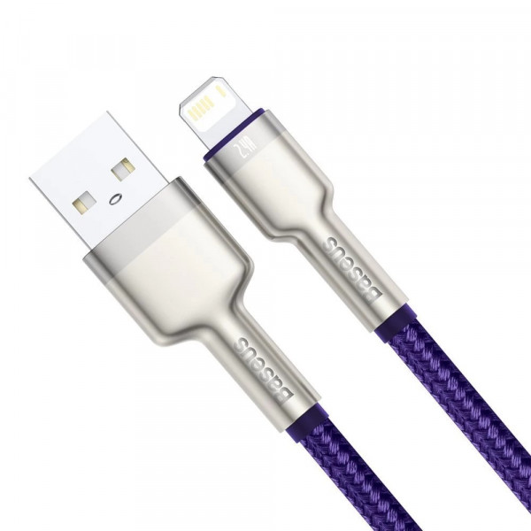 Фото - Кабель синхронізації даних Baseus Cafule Series Metal Data Cable USB to IP 2.4A 1m Purple (CALJK-A05)