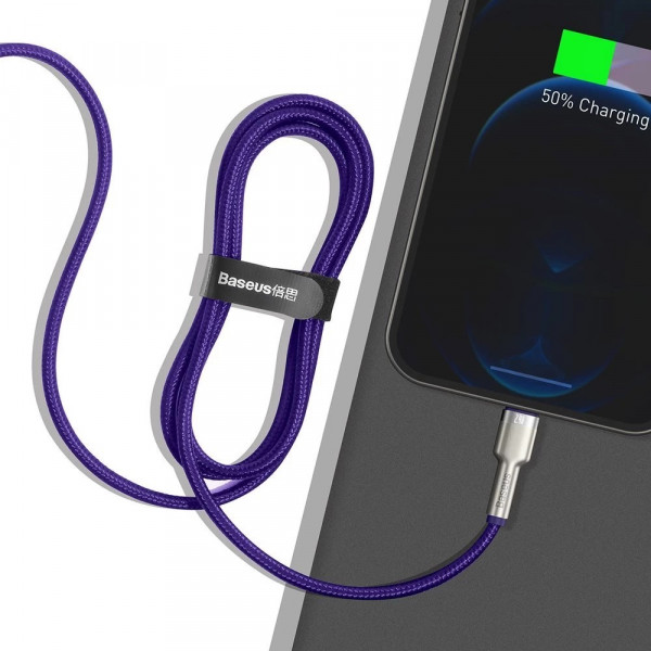 Фото - Кабель синхронізації даних Baseus Cafule Series Metal Data Cable USB to IP 2.4A 1m Purple (CALJK-A05)