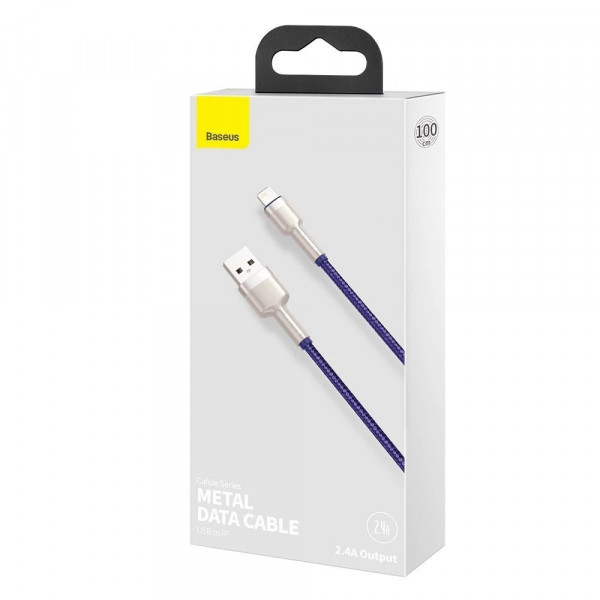 Фото - Кабель синхронізації даних Baseus Cafule Series Metal Data Cable USB to IP 2.4A 1m Purple (CALJK-A05)