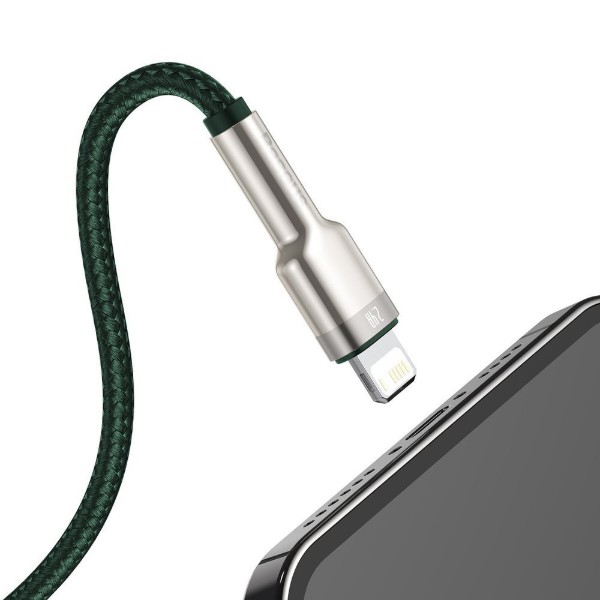 Фото - Кабель Baseus Cafule Series Metal Data Cable USB to IP 2.4A 1m Green (CALJK-A06)