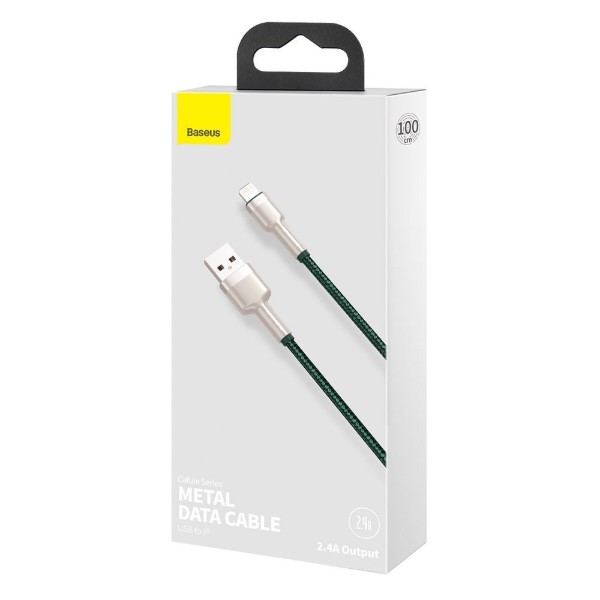 Фото - Кабель Baseus Cafule Series Metal Data Cable USB to IP 2.4A 1m Green (CALJK-A06)