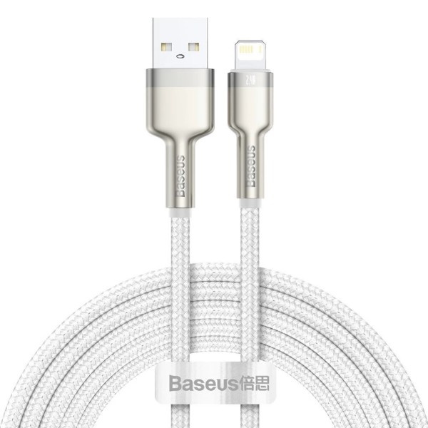 Фото - Кабель Baseus Cafule Metal Lightning 2.4A 2 м White (CALJK-B02)