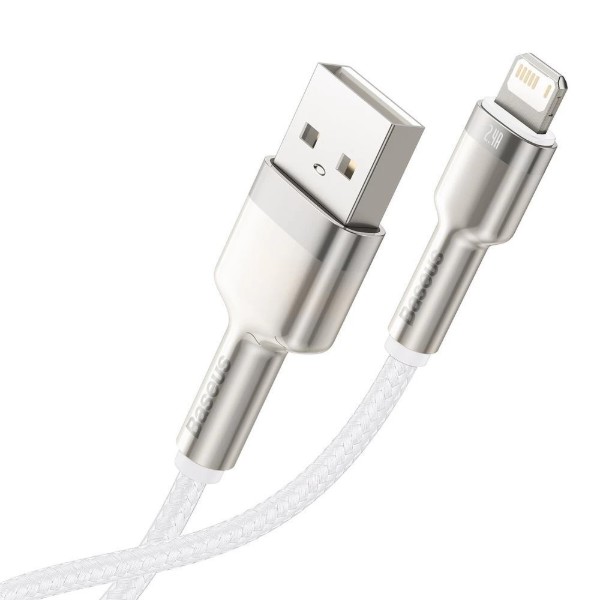 Фото - Кабель Baseus Cafule Metal Lightning 2.4A 2 м White (CALJK-B02)