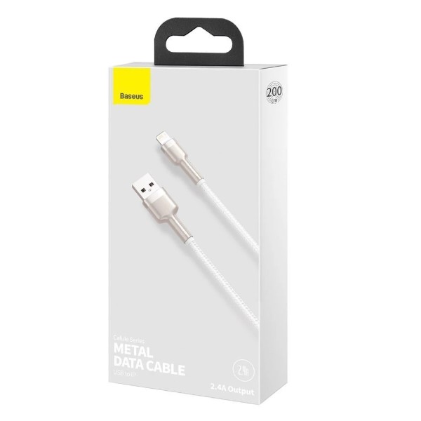Фото - Кабель Baseus Cafule Metal Lightning 2.4A 2 м White (CALJK-B02)