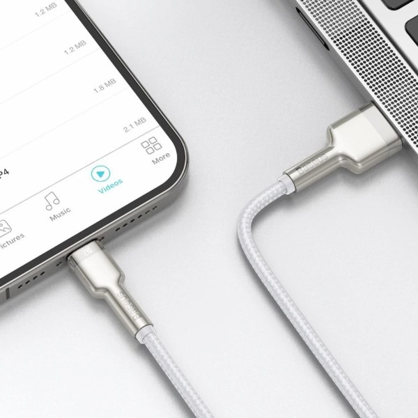 Фото - Кабель Baseus Cafule Metal Lightning 2.4A 2 м White (CALJK-B02)