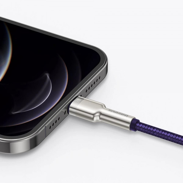 Фото - Кабель синхронізації даних Baseus Cafule Series Metal Data Cable USB to IP 2.4A 2m Purple (CALJK-B05)