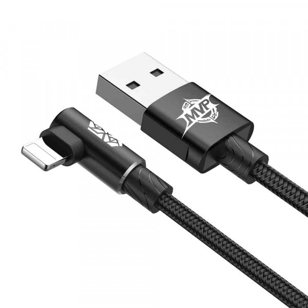 Фото - Кабель синхронизации данных Baseus MVP Elbow Type Cable USB For IP 2A 1m Black (CALMVP-01)