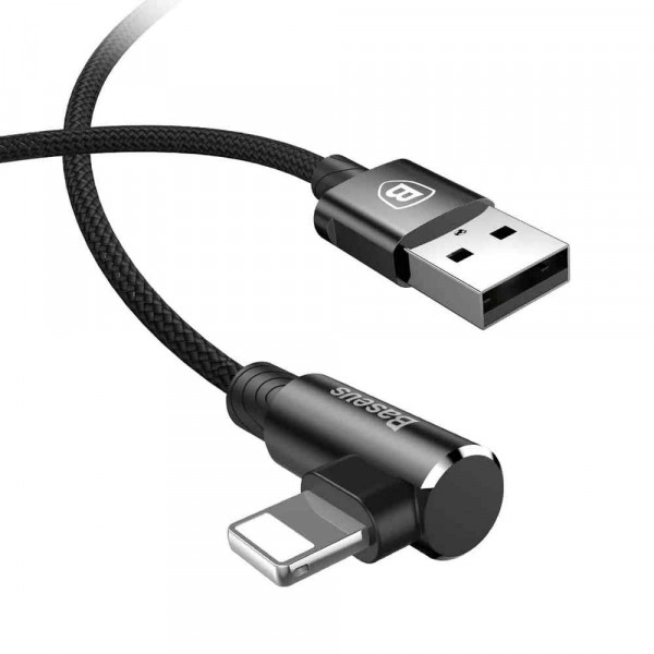Фото - Кабель синхронизации данных Baseus MVP Elbow Type Cable USB For IP 2A 1m Black (CALMVP-01)
