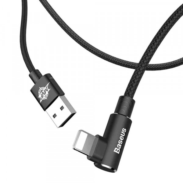 Фото - Кабель синхронизации данных Baseus MVP Elbow Type Cable USB For IP 2A 1m Black (CALMVP-01)