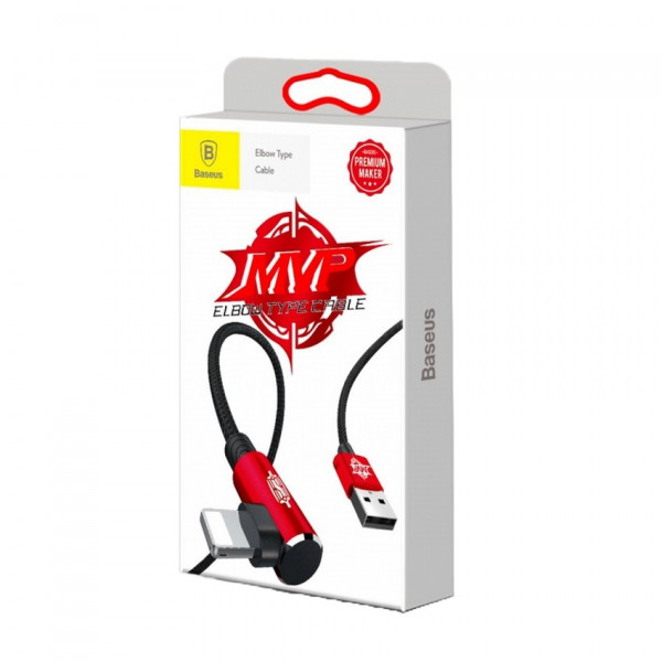 Фото - Кабель синхронізації даних Baseus MVP Elbow Type Cable USB For IP 2A 1m Red (CALMVP-09)